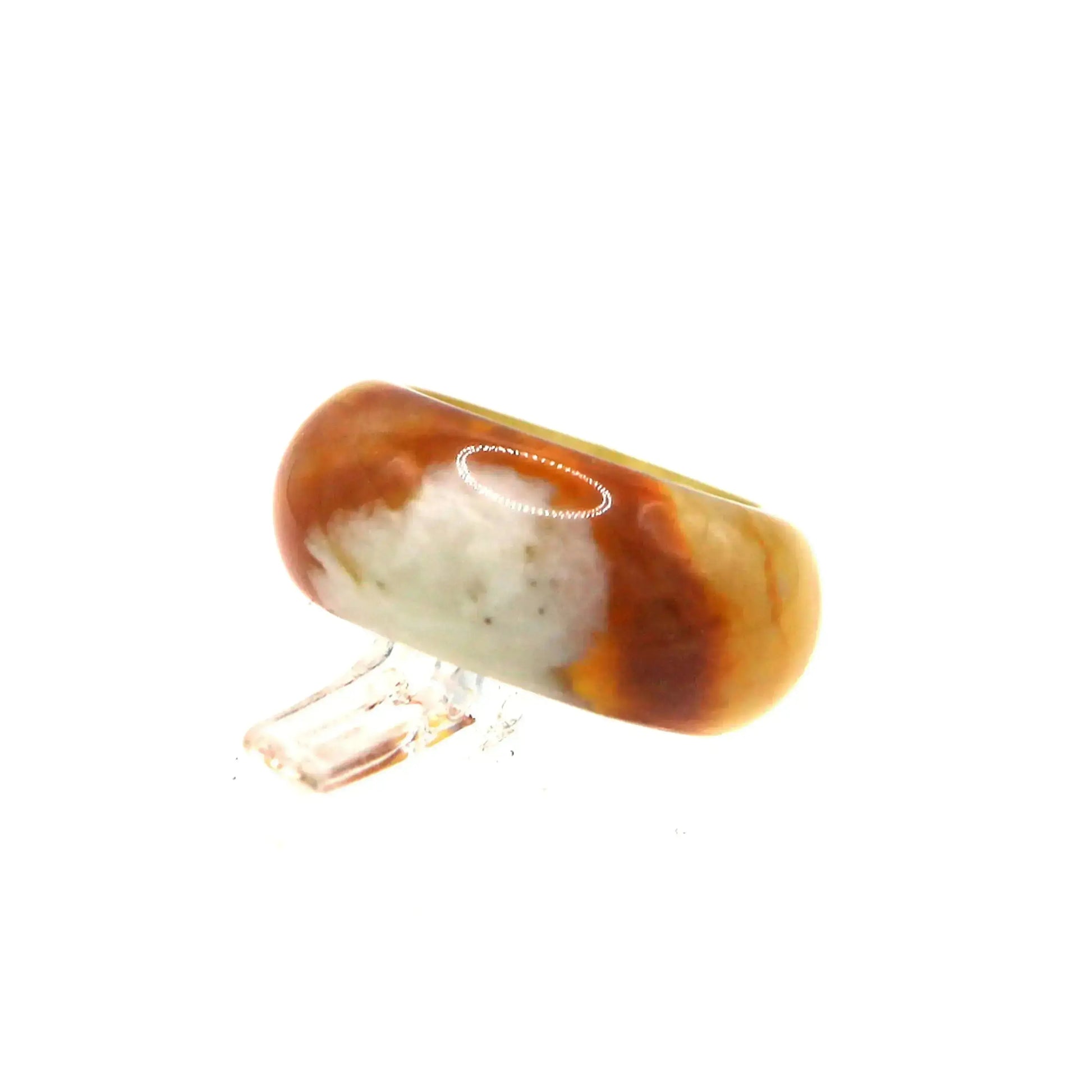 Red Vein Minimalist Jade Ring – Natural Jade Band with Icy Crimson Inclusions Miruzi