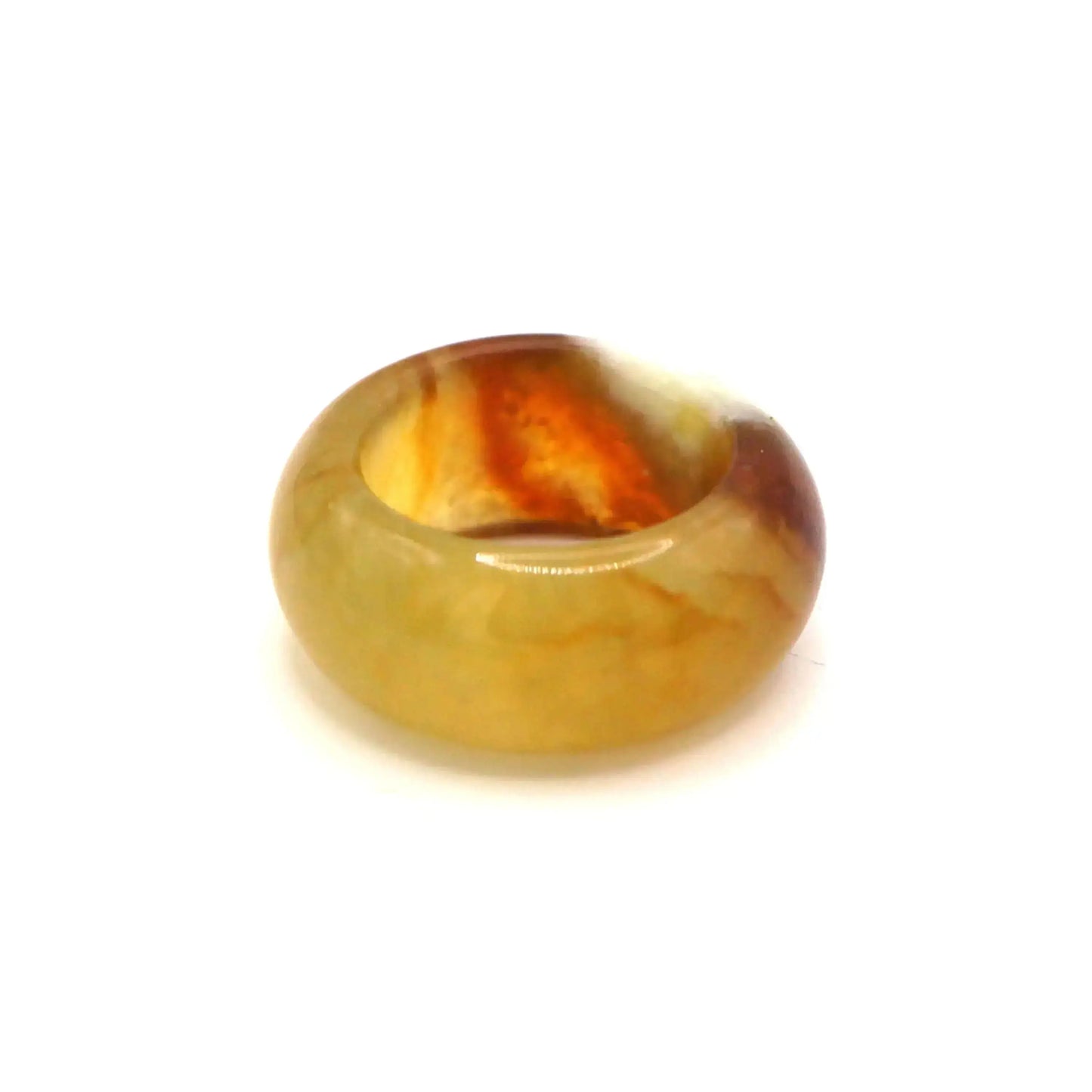Red Vein Minimalist Jade Ring – Natural Jade Band with Icy Crimson Inclusions Miruzi
