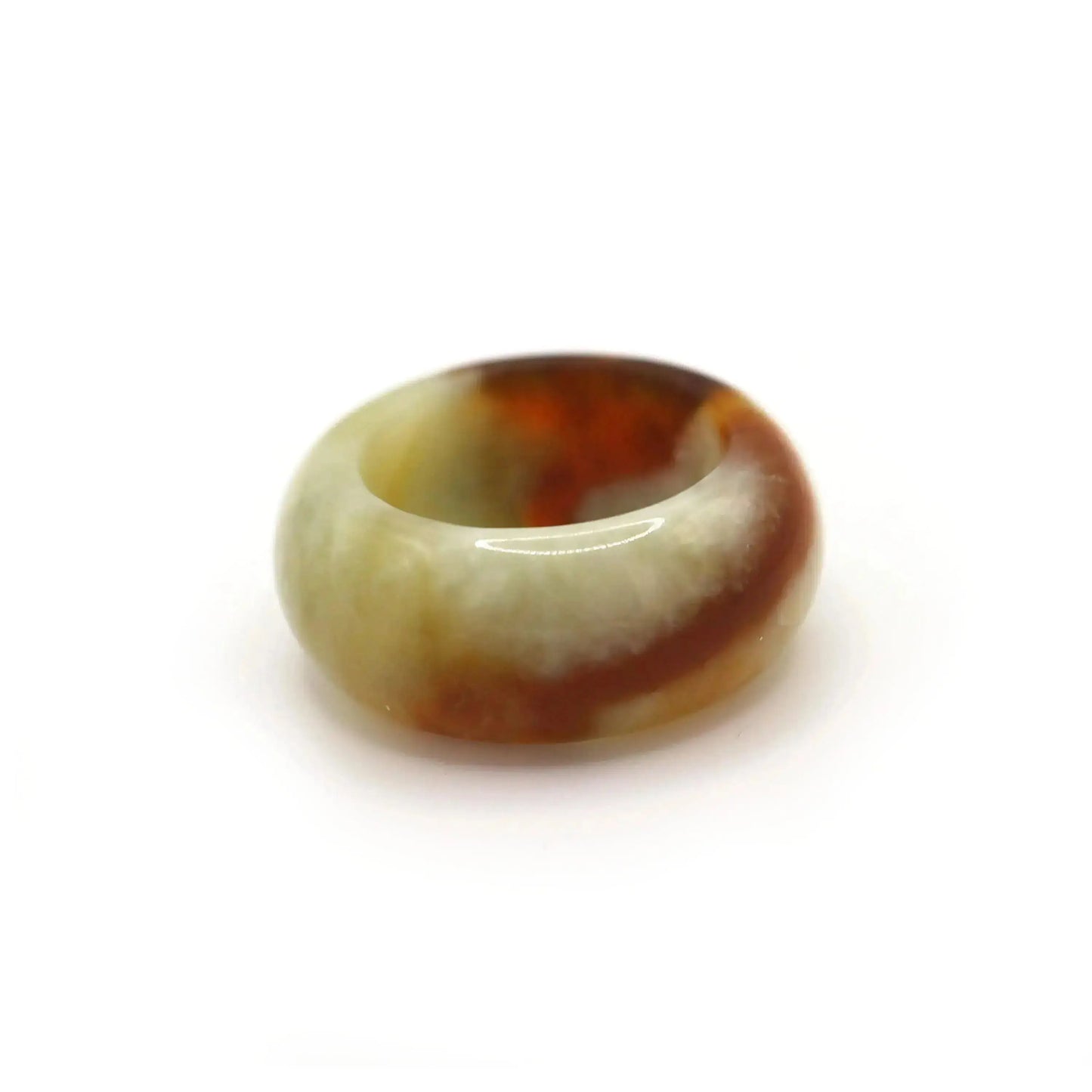 Red Vein Minimalist Jade Ring – Natural Jade Band with Icy Crimson Inclusions Miruzi