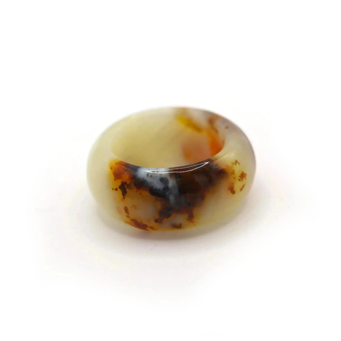 Red Vein Minimalist Jade Ring – Natural Jade Band with Icy Crimson Inclusions Miruzi