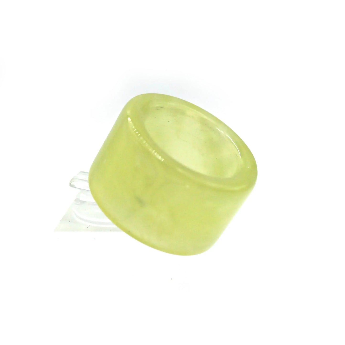 Minimalist Yellow Jade Ring – Polished Serpentine Band in Translucent Sunlight Tone Miruzi