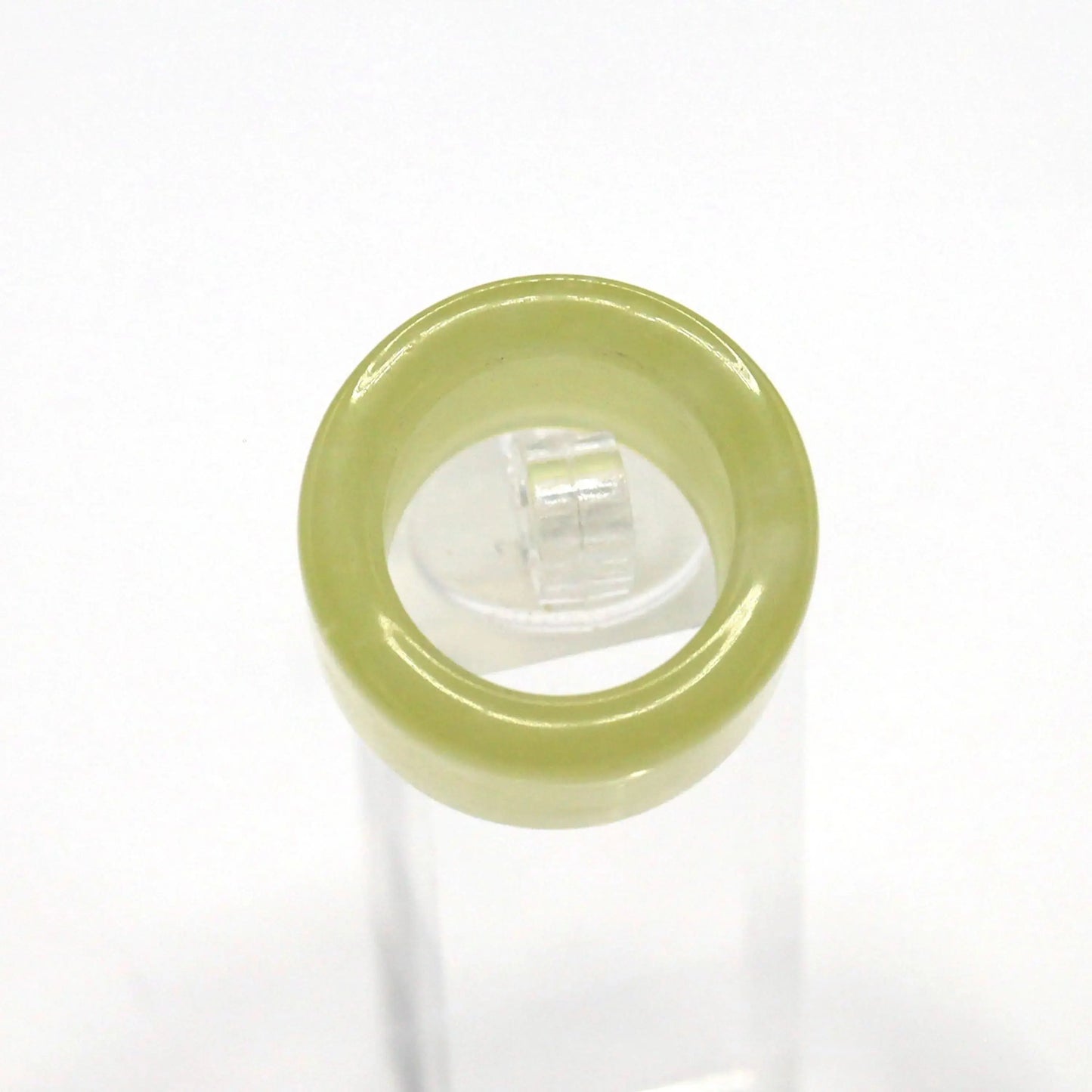Minimalist Yellow Jade Ring – Polished Serpentine Band in Translucent Sunlight Tone Miruzi