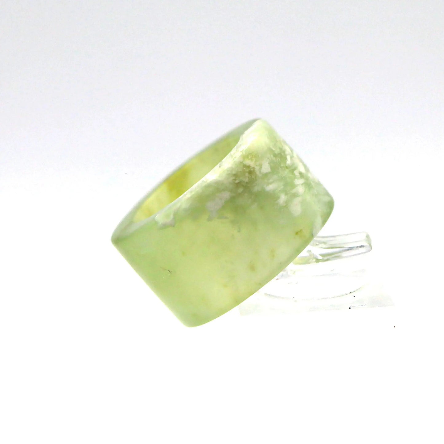 Minimalist Yellow Jade Ring – Polished Serpentine Band in Translucent Sunlight Tone Miruzi