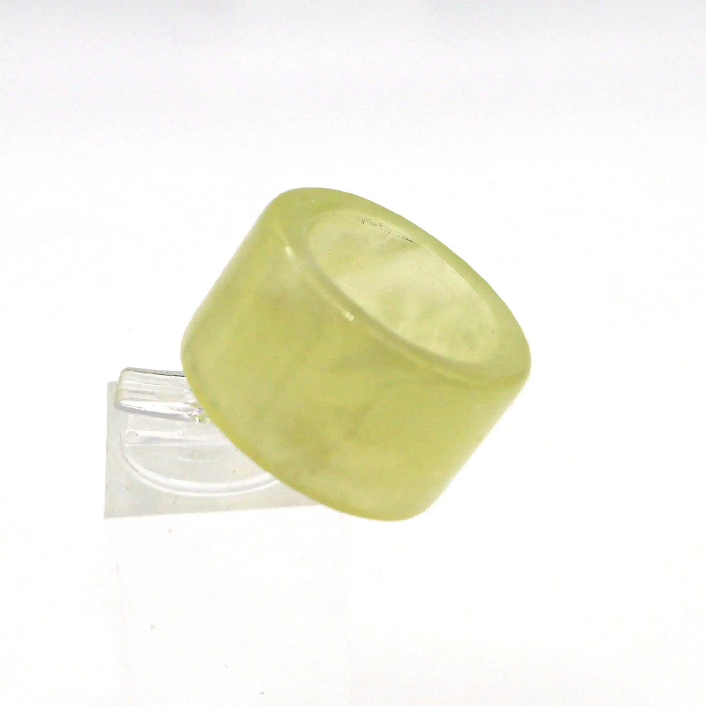 Minimalist Yellow Jade Ring – Polished Serpentine Band in Translucent Sunlight Tone Miruzi
