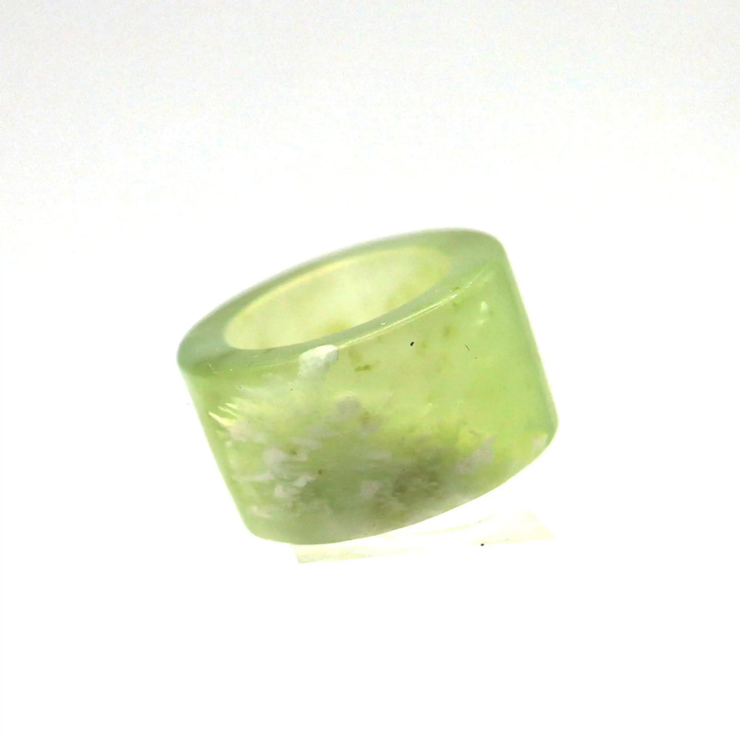 Minimalist Yellow Jade Ring – Polished Serpentine Band in Translucent Sunlight Tone Miruzi