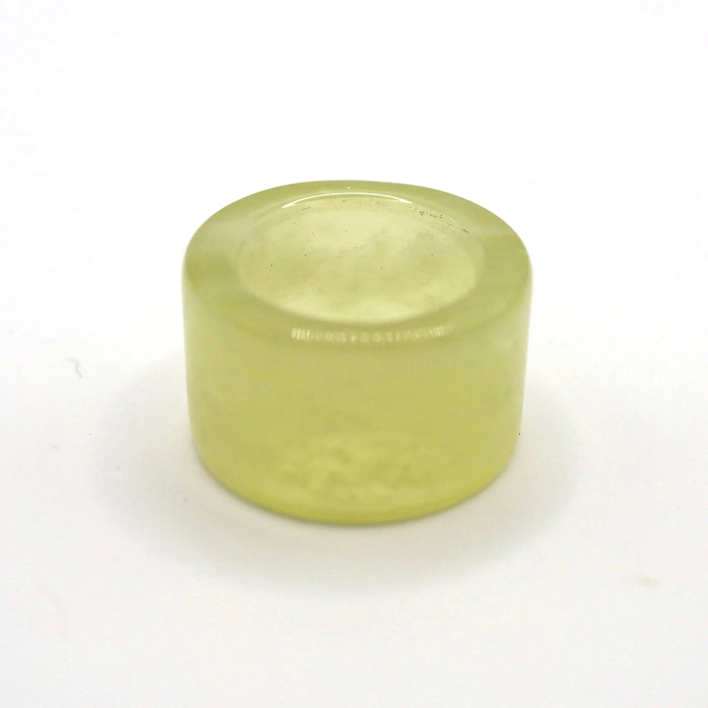 Minimalist Yellow Jade Ring – Polished Serpentine Band in Translucent Sunlight Tone Miruzi