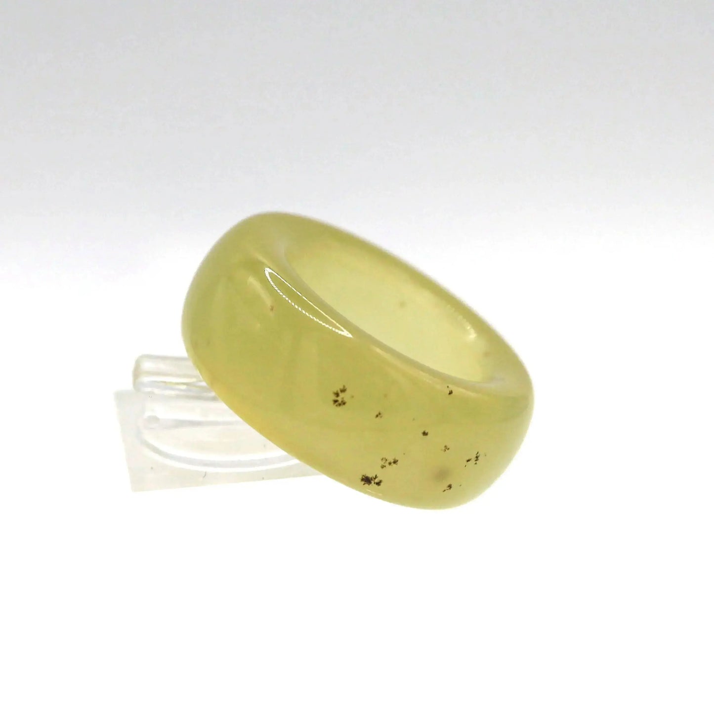 Minimalist Yellow Jade Ring – Polished Serpentine Band in Translucent Sunlight Tone Miruzi
