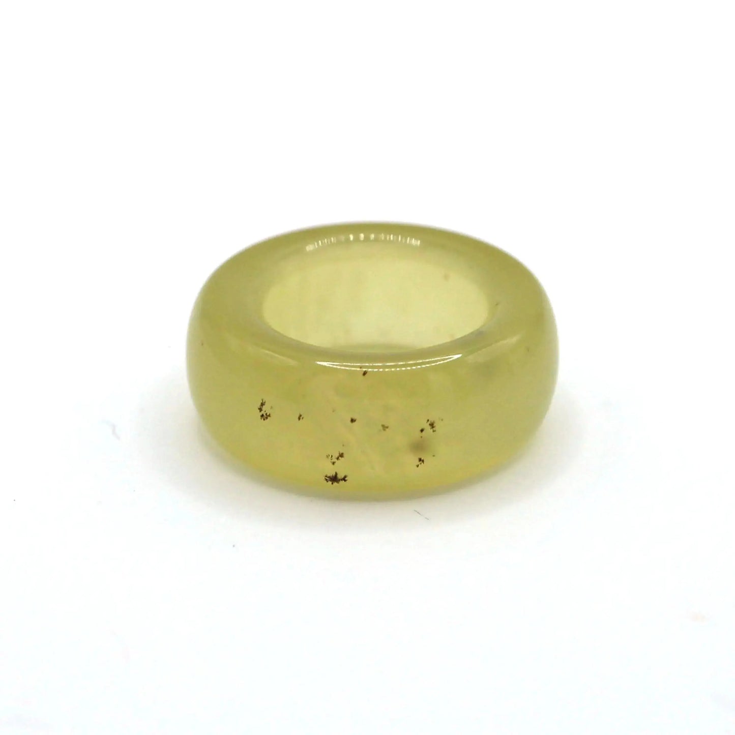 Minimalist Yellow Jade Ring – Polished Serpentine Band in Translucent Sunlight Tone Miruzi