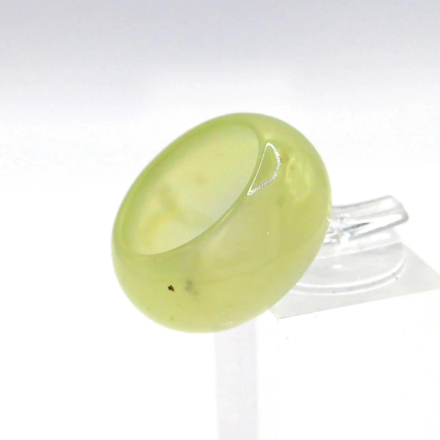 Minimalist Yellow Jade Ring – Polished Serpentine Band in Translucent Sunlight Tone Miruzi