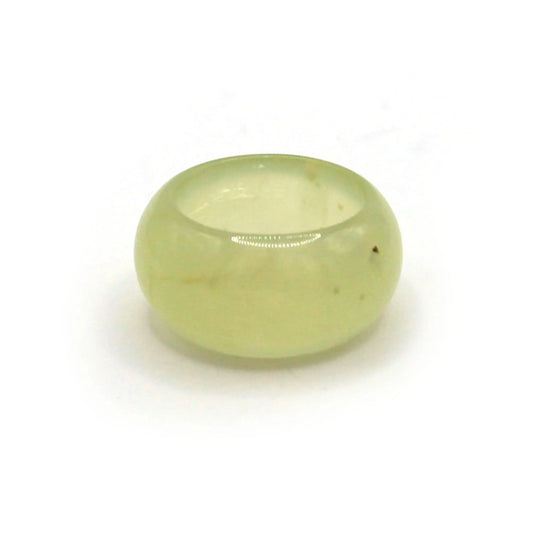 Minimalist Yellow Jade Ring – Polished Serpentine Band in Translucent Sunlight Tone Miruzi
