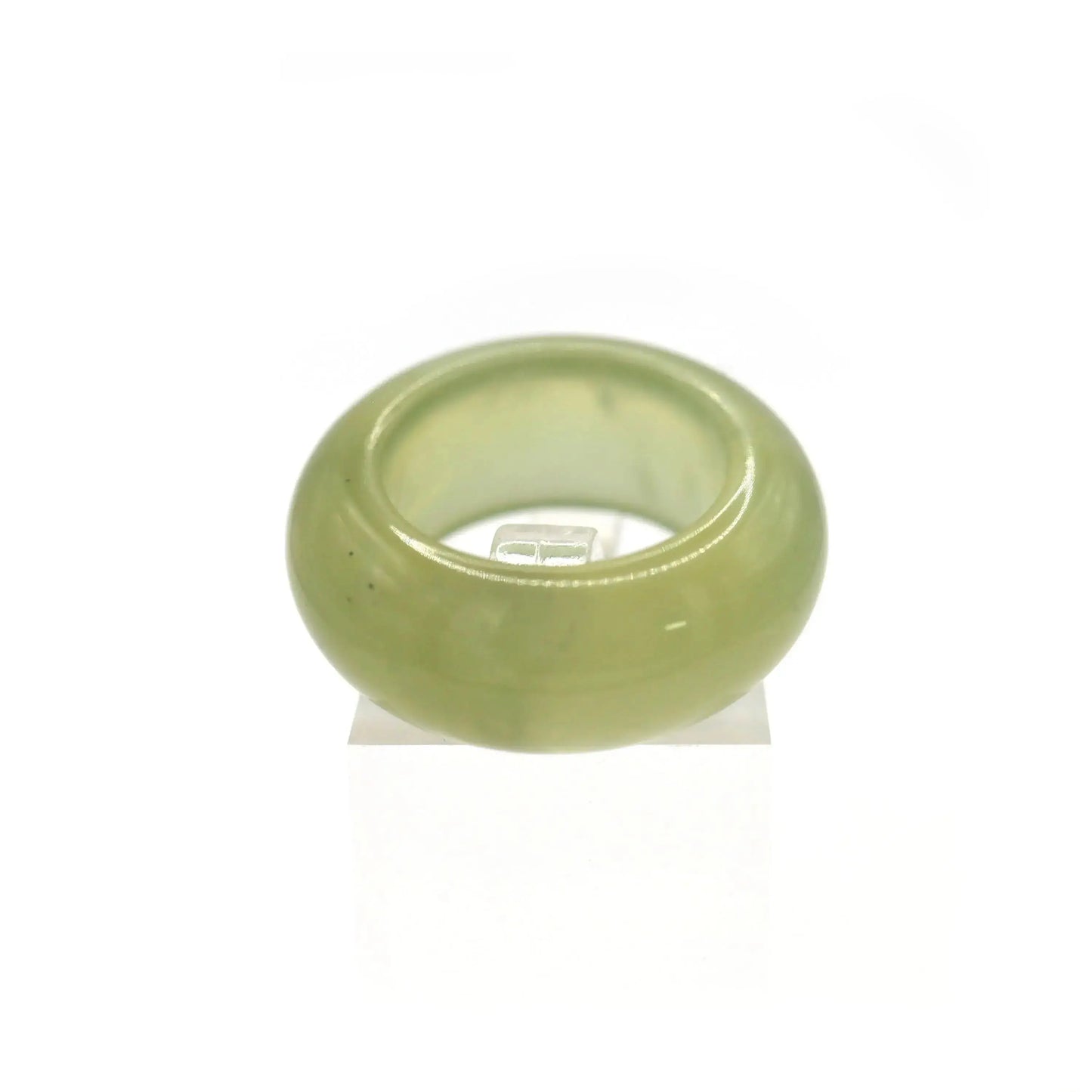 Minimalist Yellow Jade Ring – Polished Serpentine Band in Translucent Sunlight Tone Miruzi