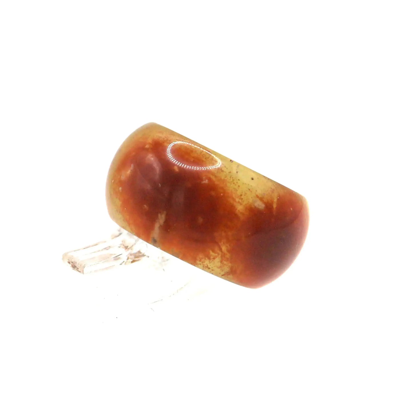 Floral Minimalist Jade Ring – Translucent Serpentine with Natural Grass-Like Pattern Miruzi