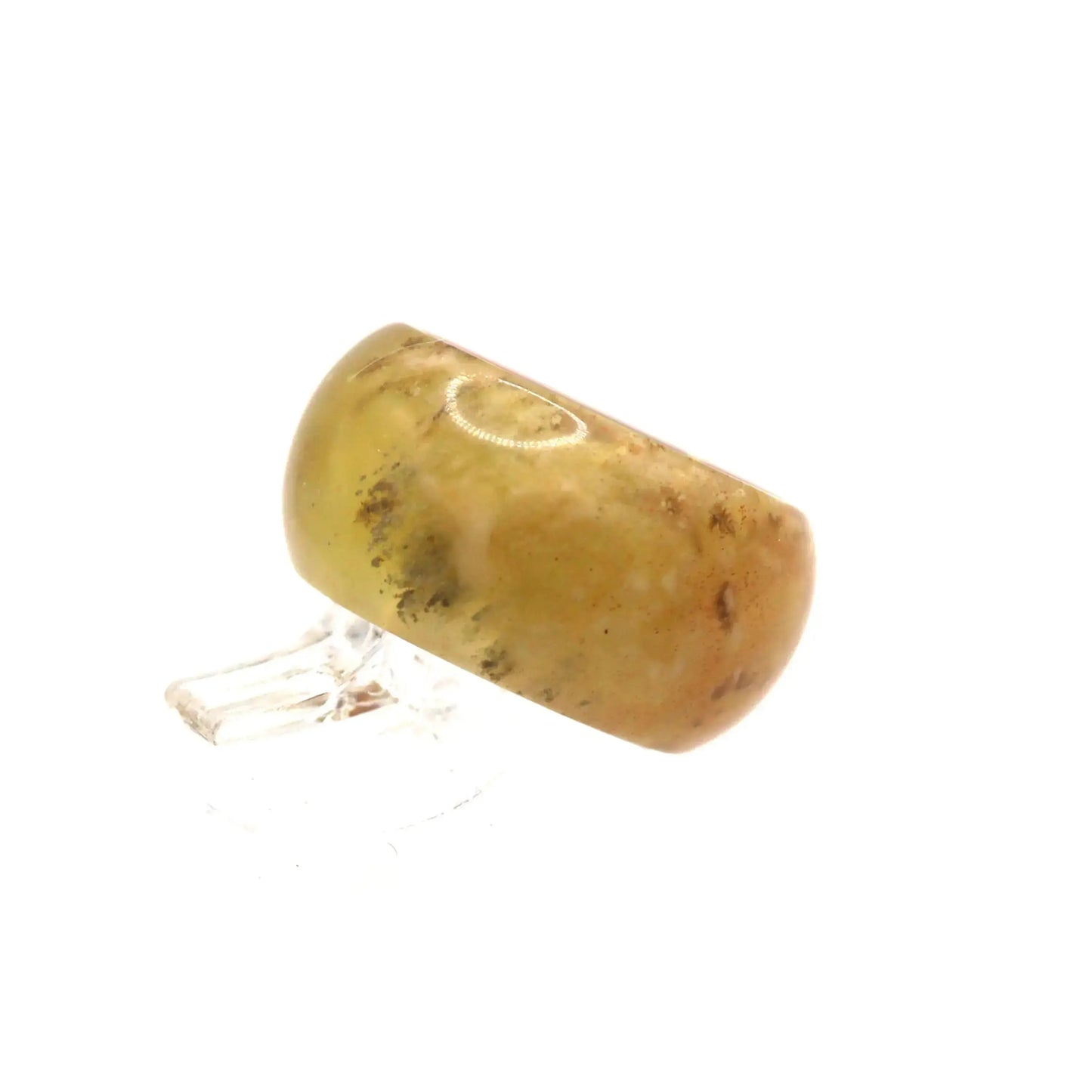 Floral Minimalist Jade Ring – Translucent Serpentine with Natural Grass-Like Pattern Miruzi