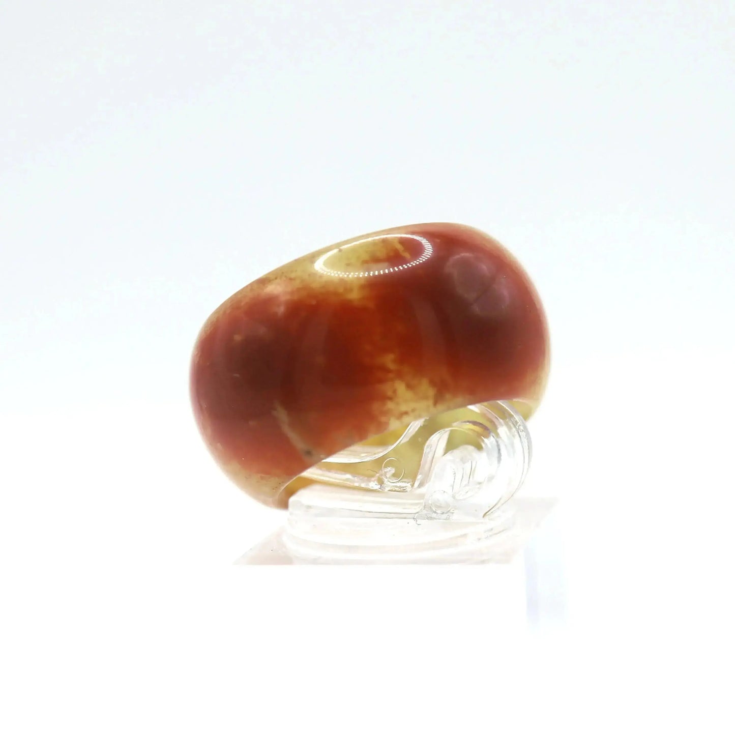Floral Minimalist Jade Ring – Translucent Serpentine with Natural Grass-Like Pattern Miruzi