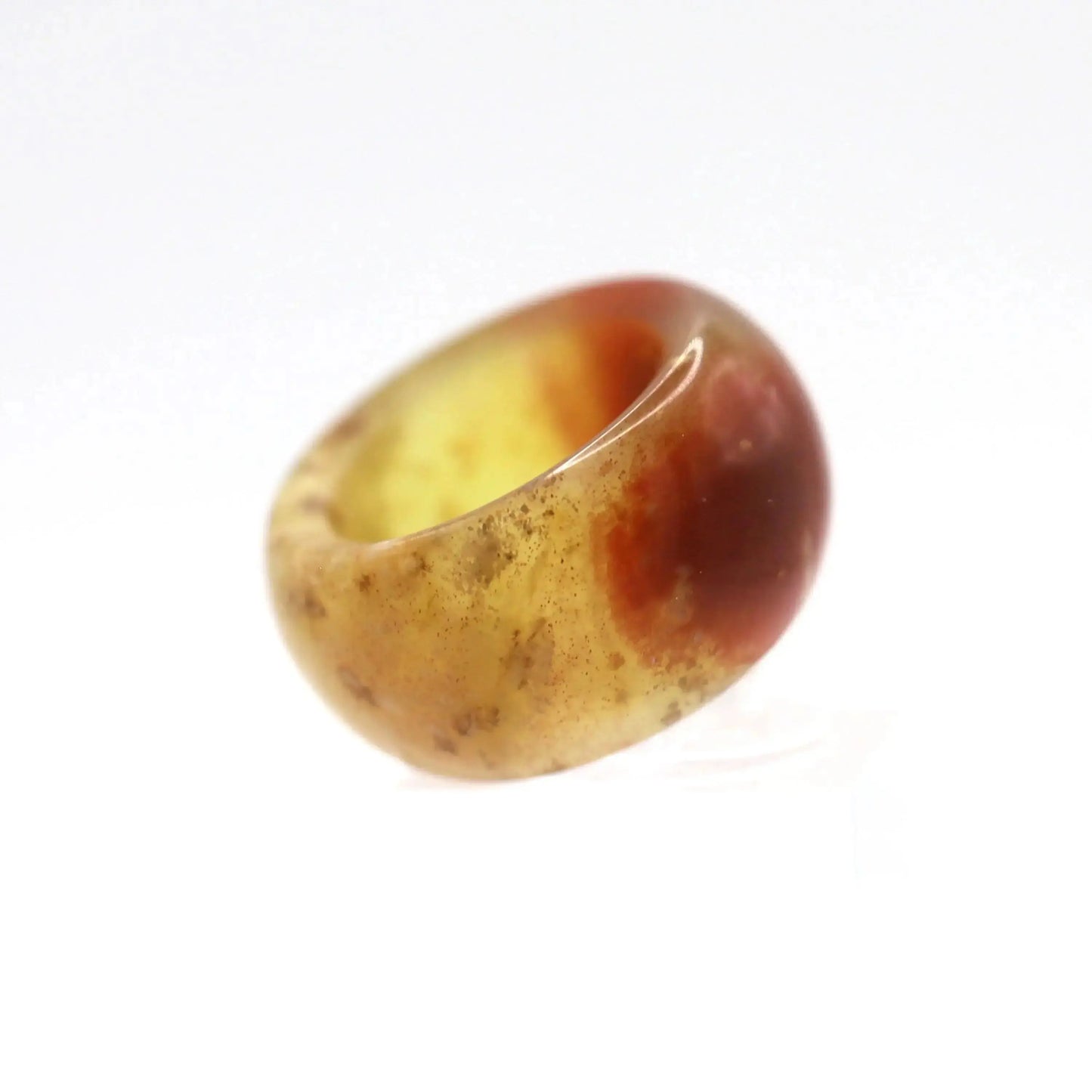 Floral Minimalist Jade Ring – Translucent Serpentine with Natural Grass-Like Pattern Miruzi
