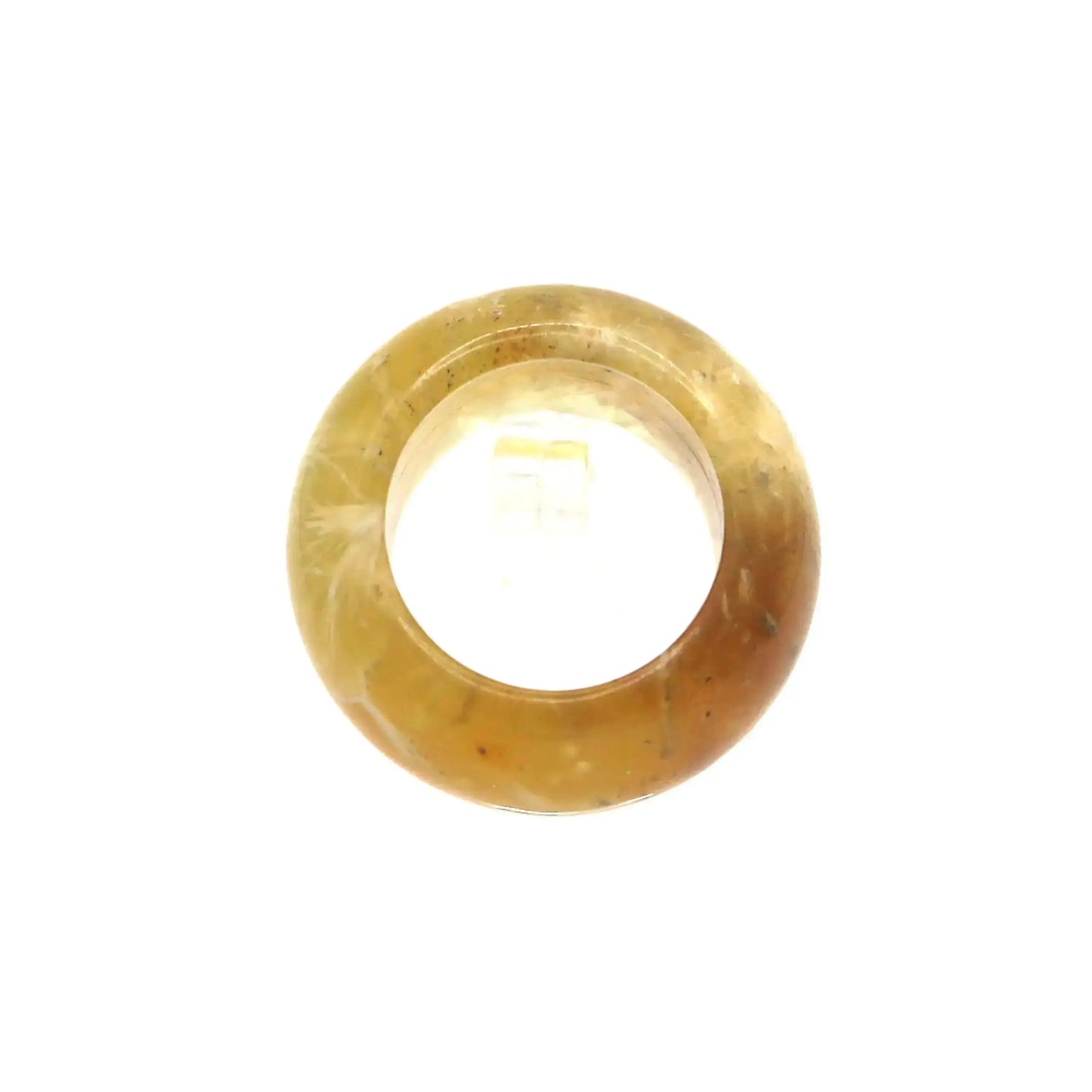 Floral Minimalist Jade Ring – Translucent Serpentine with Natural Grass-Like Pattern Miruzi