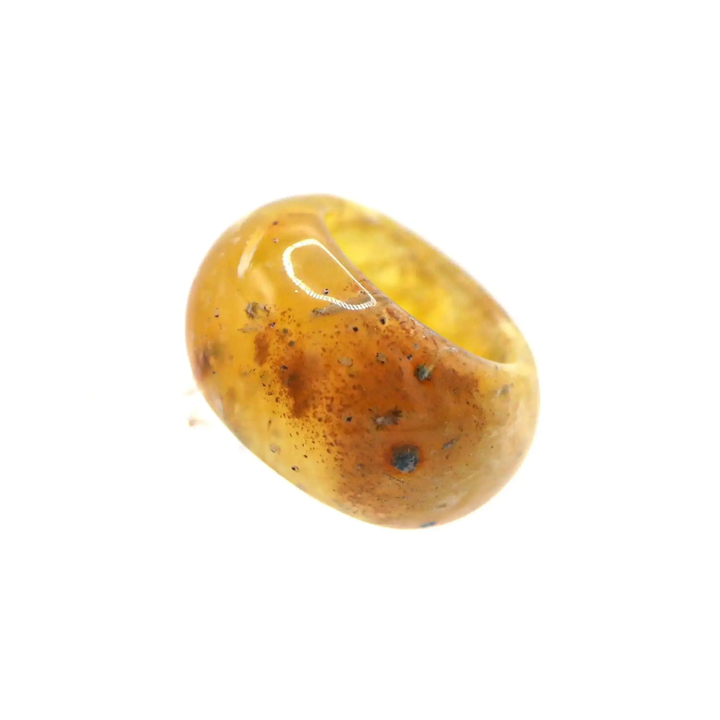 Floral Minimalist Jade Ring – Translucent Serpentine with Natural Grass-Like Pattern Miruzi