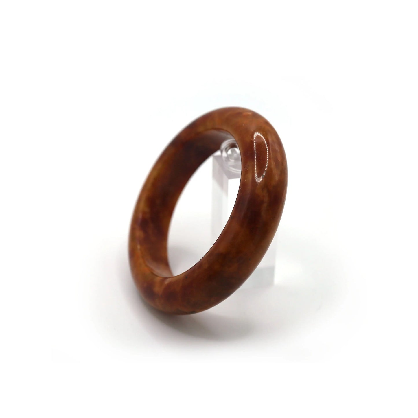 Classic round red jade bangle on clean white background for simple display Miruzi