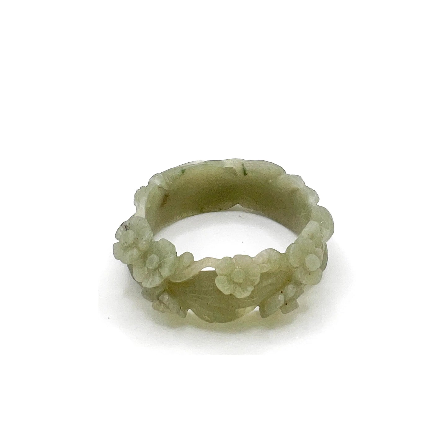 Fox bracelet carved from natural Mongolian jade, featuring a peaceful nine-tailed fox and hollow plum blossom design symbolizing serenity and resilience. - Miruzi