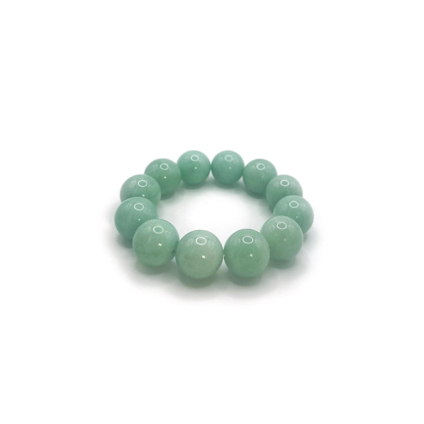 Tiffany blue bead bracelet made from natural Mongolian jade, featuring 18mm beads with a soft, mochi-inspired texture. - Miruzi