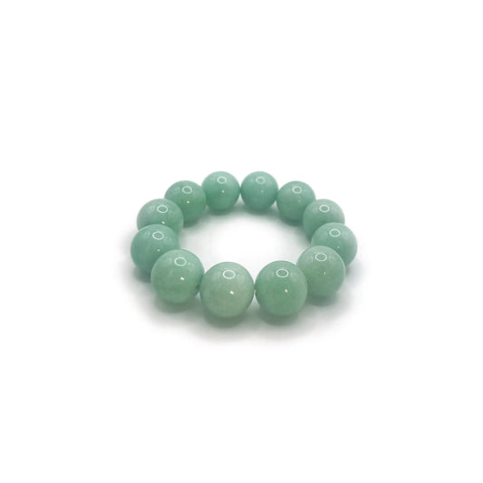Tiffany blue bead bracelet made from natural Mongolian jade, featuring 18mm beads with a soft, mochi-inspired texture. - Miruzi