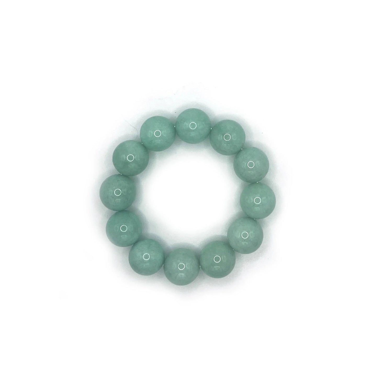 Tiffany blue bead bracelet made from natural Mongolian jade, featuring 18mm beads with a soft, mochi-inspired texture. - Miruzi