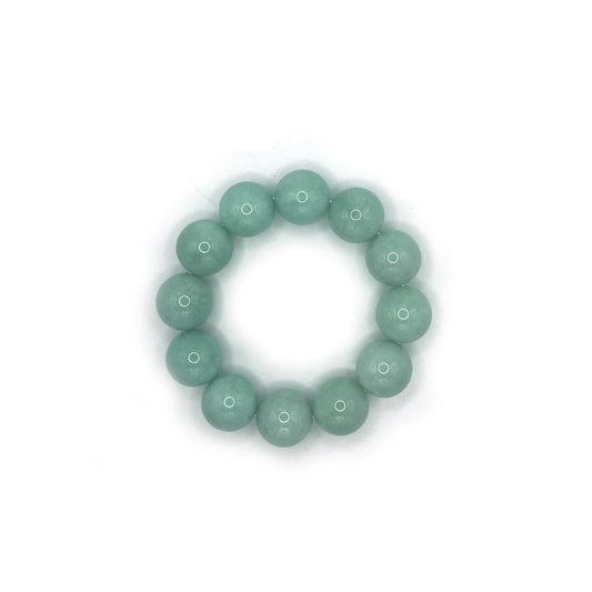 Tiffany blue bead bracelet made from natural Mongolian jade, featuring 18mm beads with a soft, mochi-inspired texture. - Miruzi
