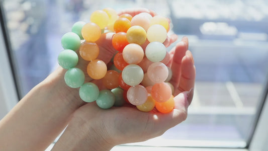 Adjustable Rainbow Mochi Donut Bracelet — Colorful Jade Jewelry