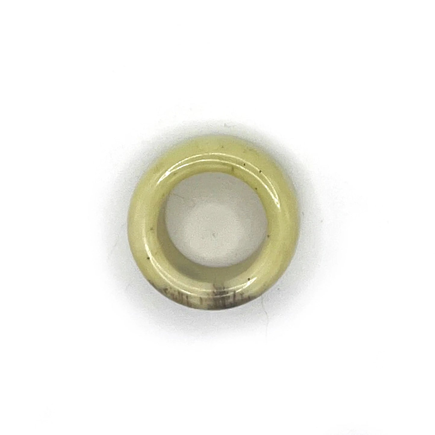 Natural jade ring with beige tone and blossom detail, handcrafted from serpentine stone for a calming, elegant look. - Miruzi