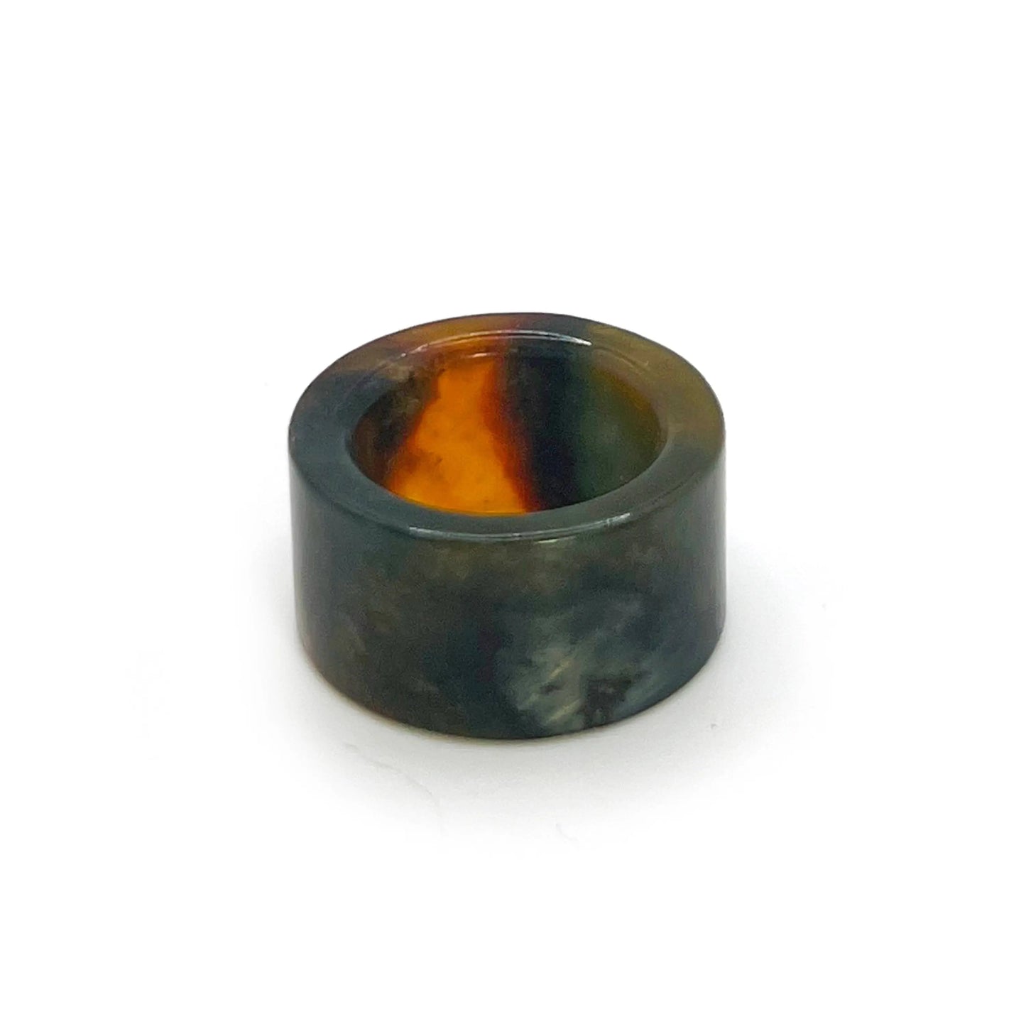 Jade Band Ring – Cosmic Sunset Dream | Multicolored Serpentine Statement Jewelry - Miruzi