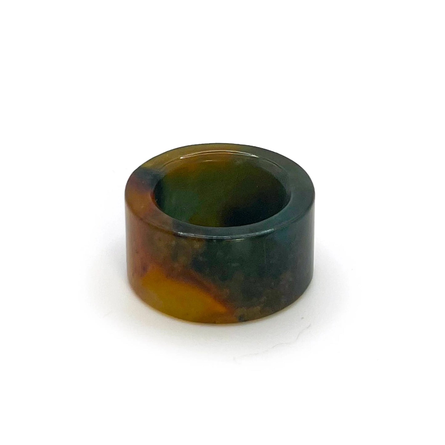 Jade Band Ring – Cosmic Sunset Dream | Multicolored Serpentine Statement Jewelry - Miruzi