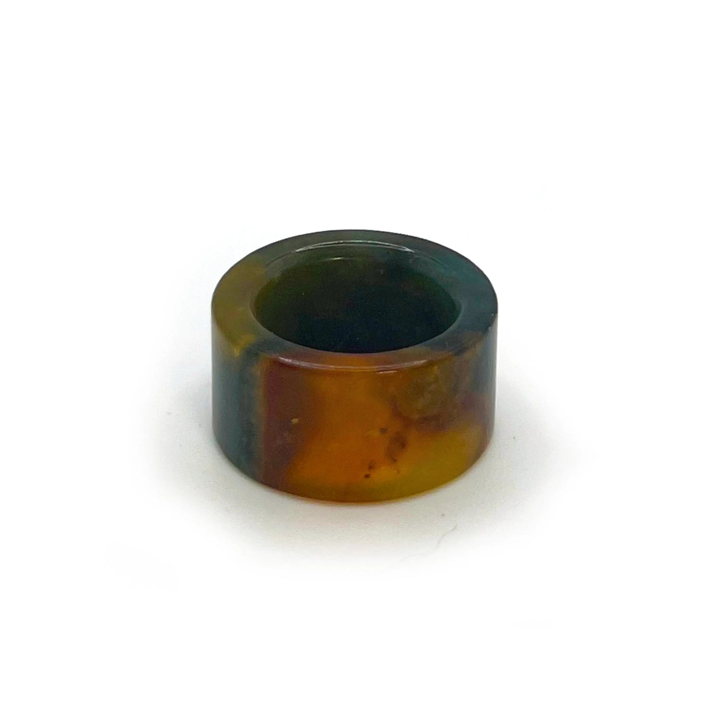 Jade Band Ring – Cosmic Sunset Dream | Multicolored Serpentine Statement Jewelry - Miruzi