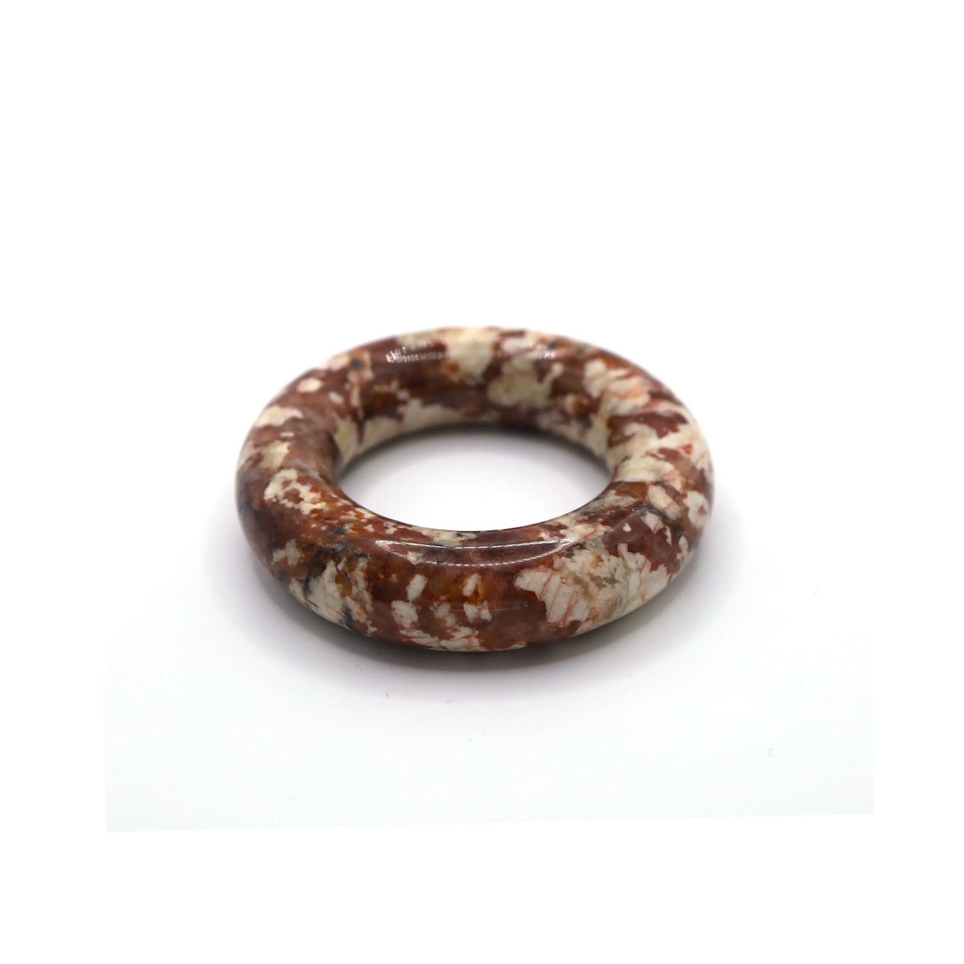 Red Jade Bracelet – Popcorn Vein Design in White Over Crimson Base Miruzi