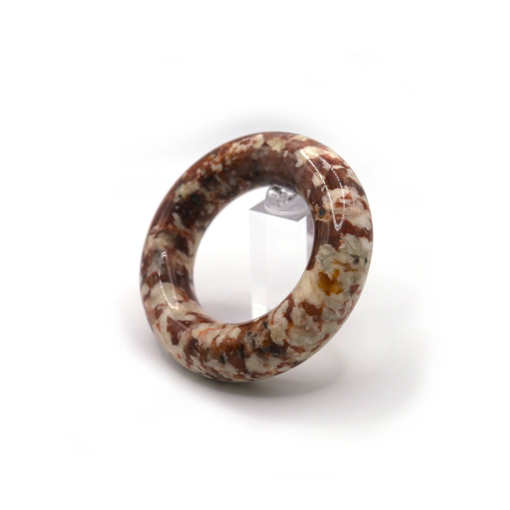 Red Jade Bracelet – Popcorn Vein Design in White Over Crimson Base Miruzi