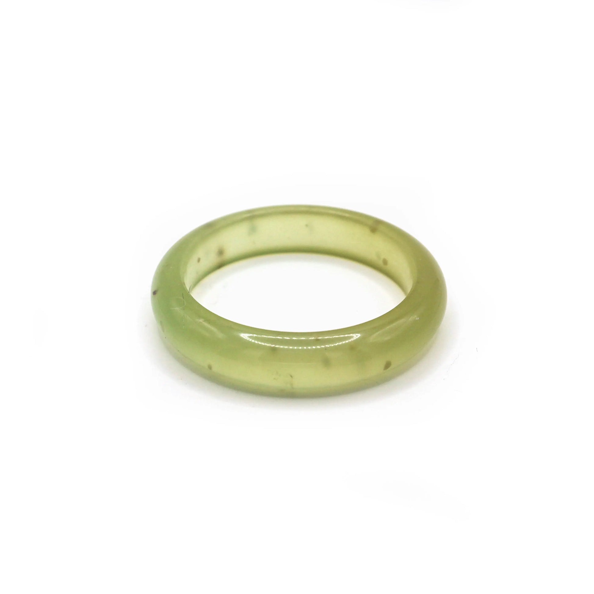 Yellow Green Jade Bangle – Translucent Bracelet with Osmanthus and Snowflake Veining Miruzi