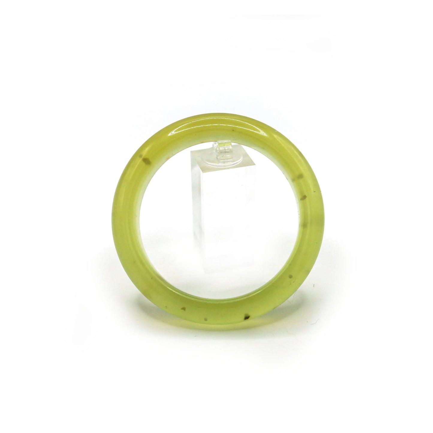 Yellow Green Jade Bangle – Translucent Bracelet with Osmanthus and Snowflake Veining Miruzi