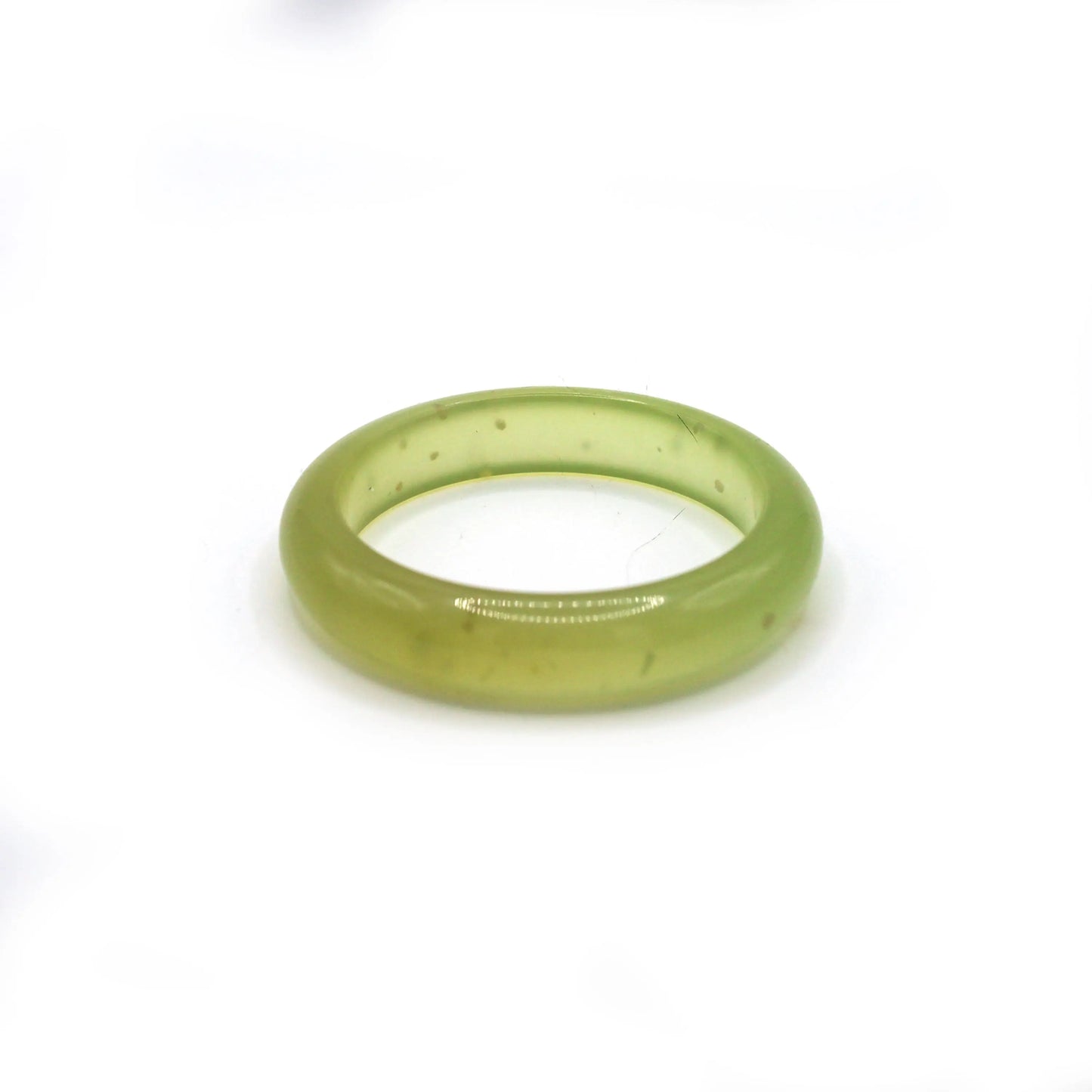 Yellow Green Jade Bangle – Translucent Bracelet with Osmanthus and Snowflake Veining Miruzi