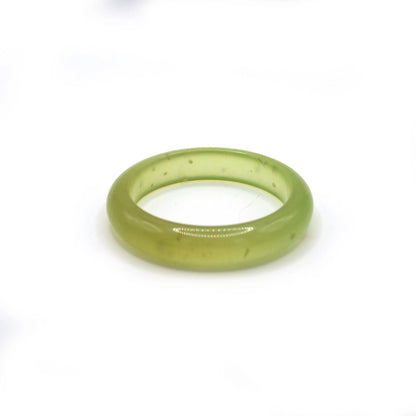Yellow Green Jade Bangle – Translucent Bracelet with Osmanthus and Snowflake Veining Miruzi
