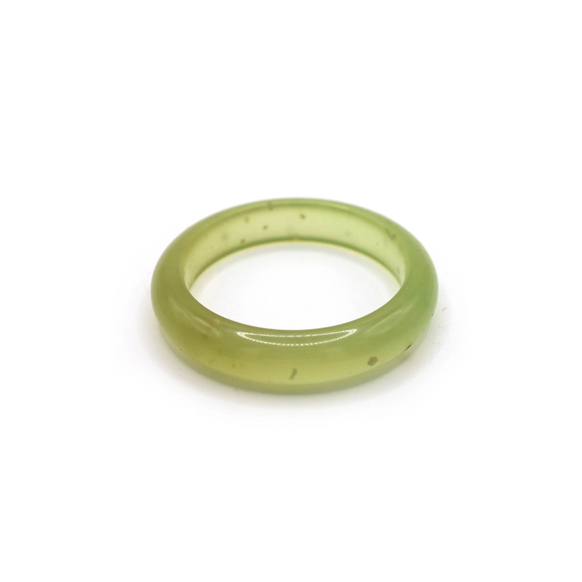Yellow Green Jade Bangle – Translucent Bracelet with Osmanthus and Snowflake Veining Miruzi
