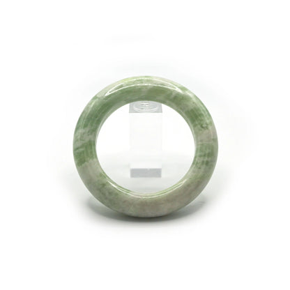 Matcha Jade Bracelet – Serene Green Stone with Creamy Cloud Veining Miruzi