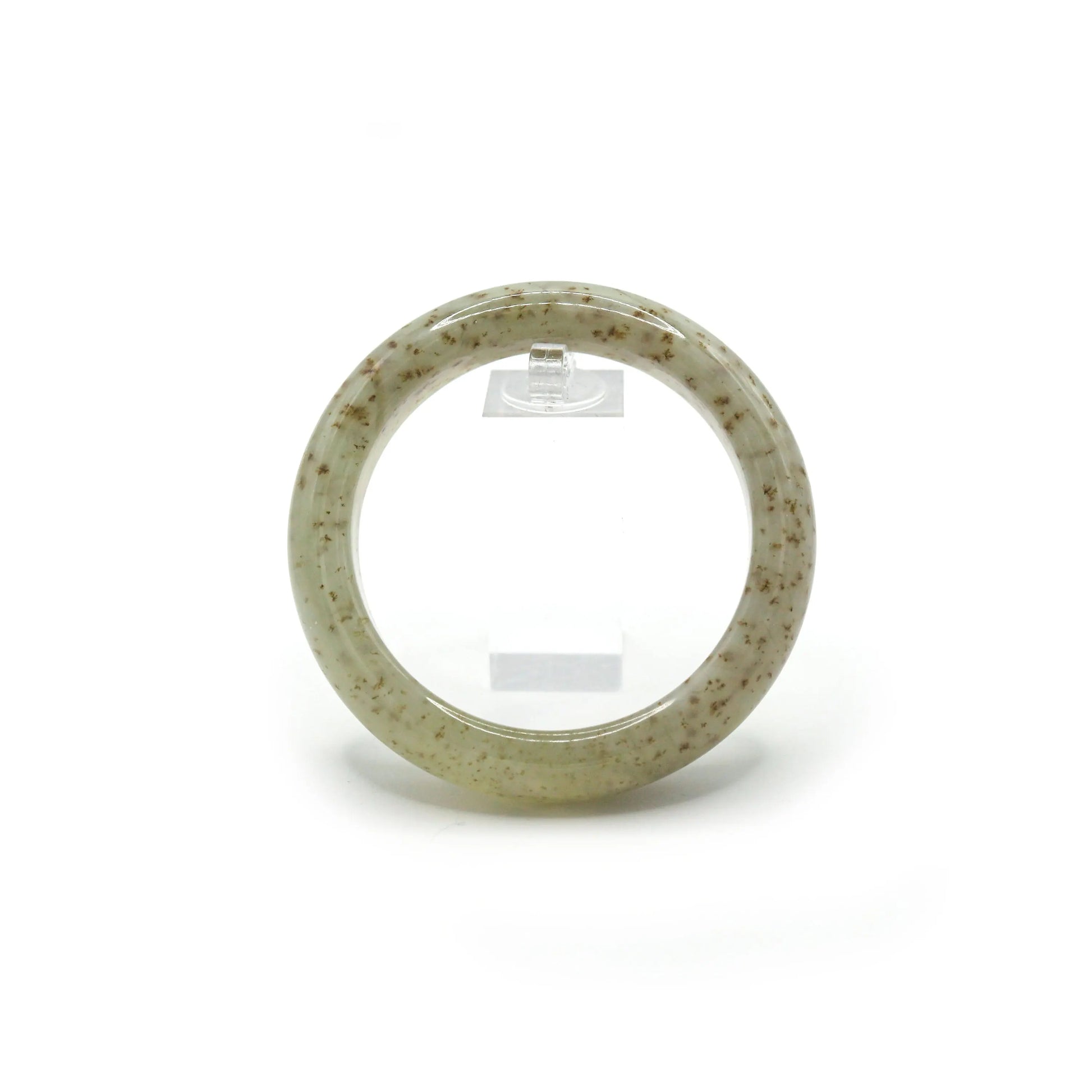 Jade Bracelet – Beige Translucence with Flecked Brown Floral Inclusions Miruzi
