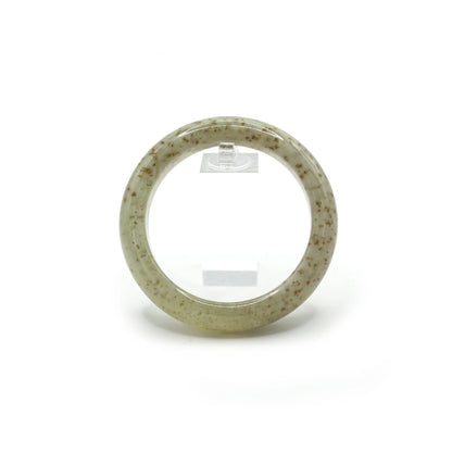 Jade Bracelet – Beige Translucence with Flecked Brown Floral Inclusions Miruzi