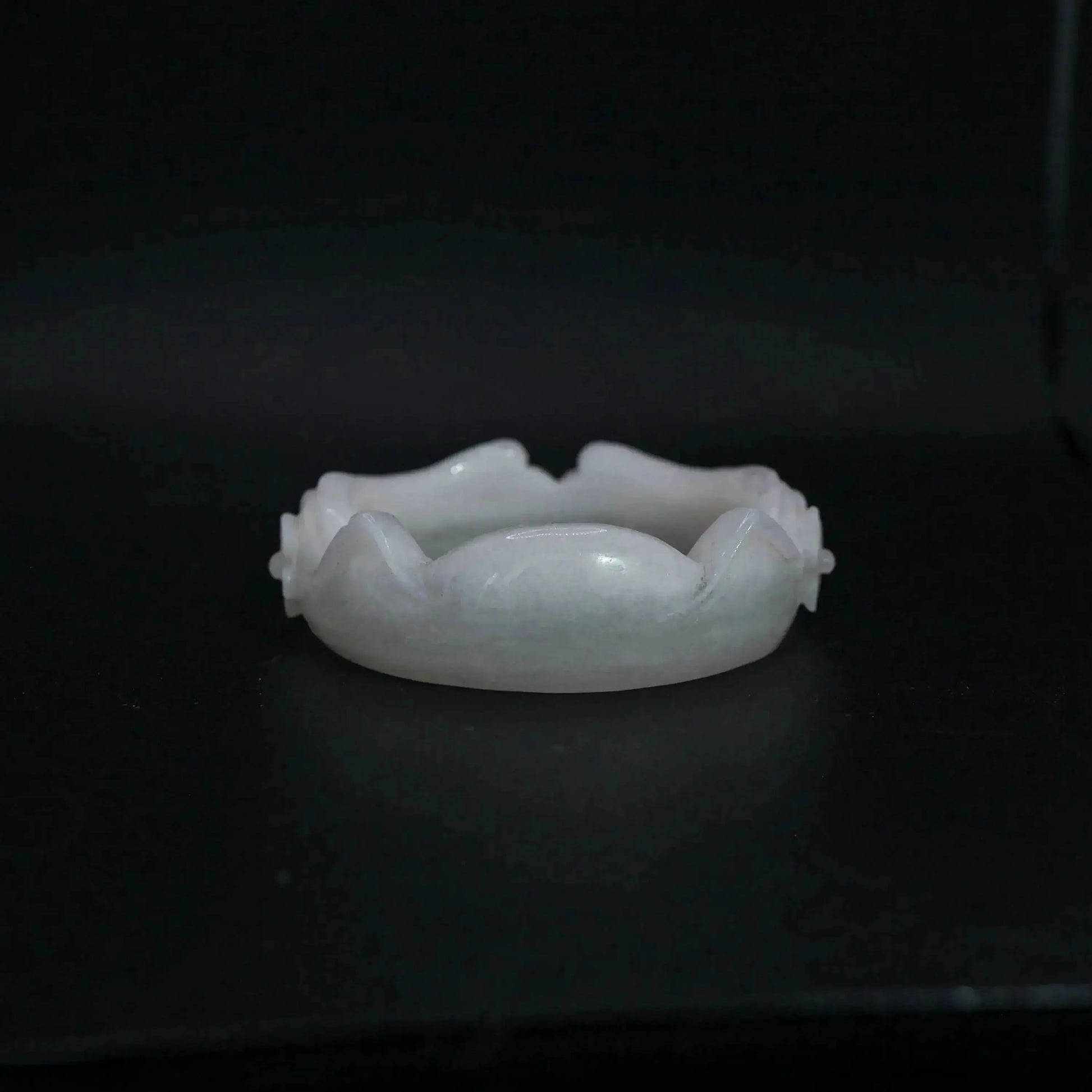 Pure white jade bracelet with playful cat ear design, miniature paw impressions, and scattered flowers, blending elegance and charm – Miruzi