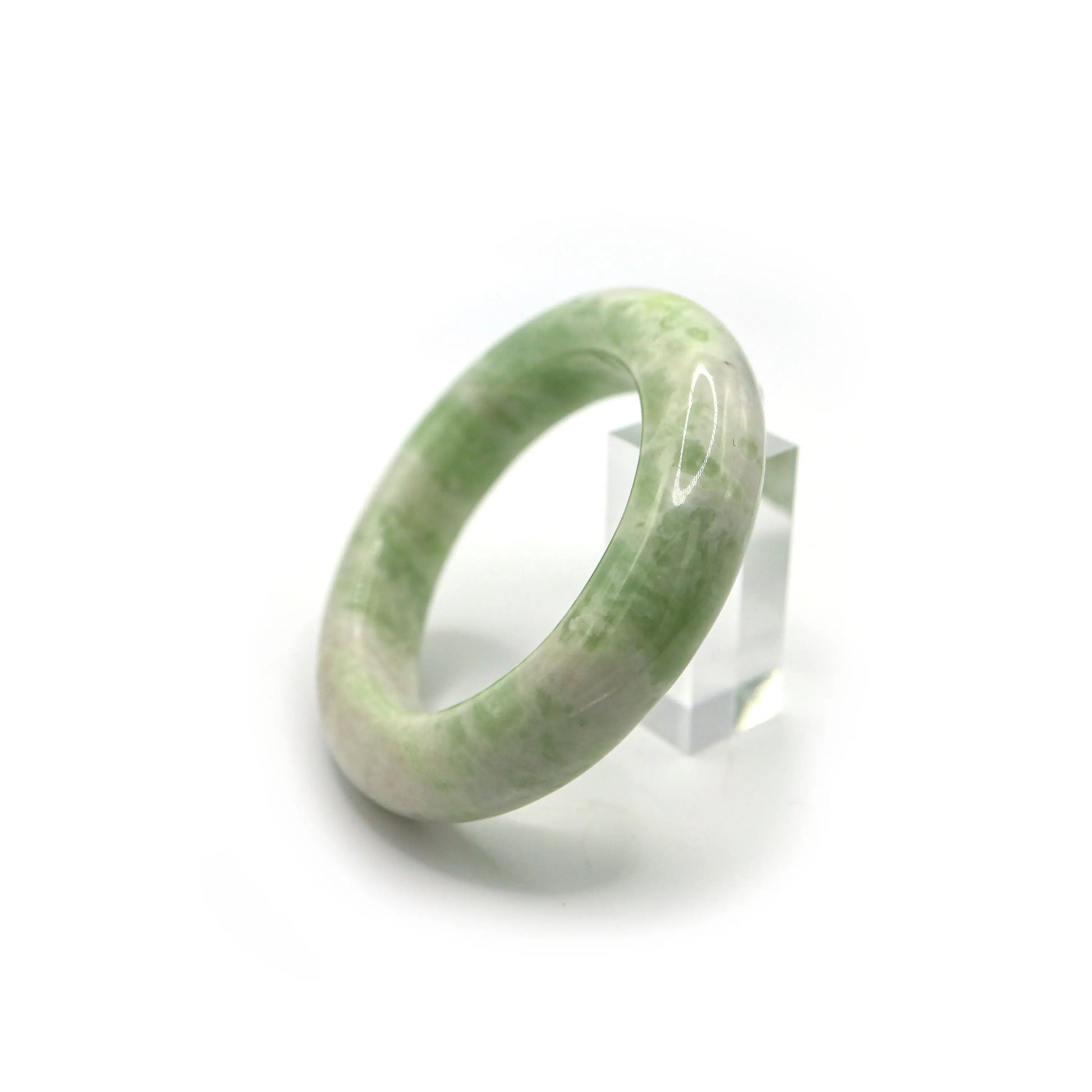 Full-circle matcha jade bangle on clean white background for product clarity Miruzi