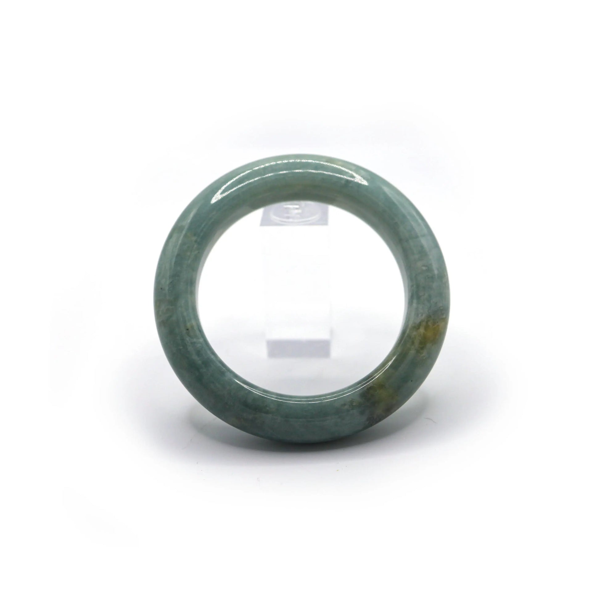 Classic round blue jade bangle on a clean white background for clarity Miruzi