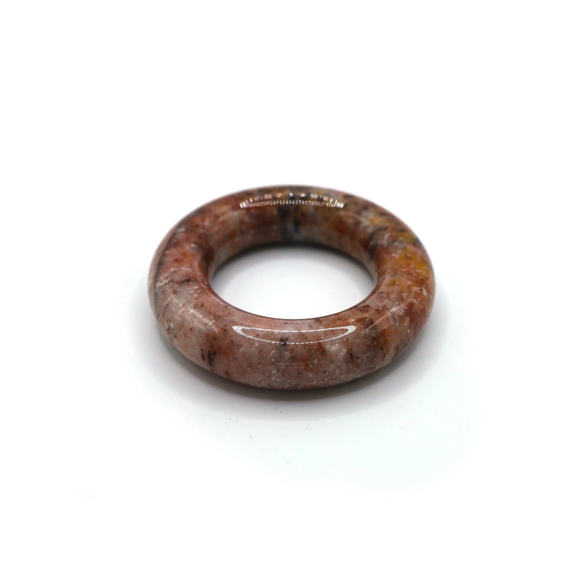 Donut-style Mongolian jade bracelet showcasing scattered color threads, like natural pigments across a serene base – Miruzi