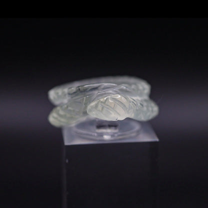 Handcrafted Ethereal Serpent Ring featuring an icy white serpentine base with a delicately carved snake wrapping around the finger, symbolizing wisdom and rebirth. The exquisite detailing and three-dimensional snake design make this ring a unique piece of enchanting, mythical-inspired jewelry, perfect for adding a touch of mystical elegance to any outfit.