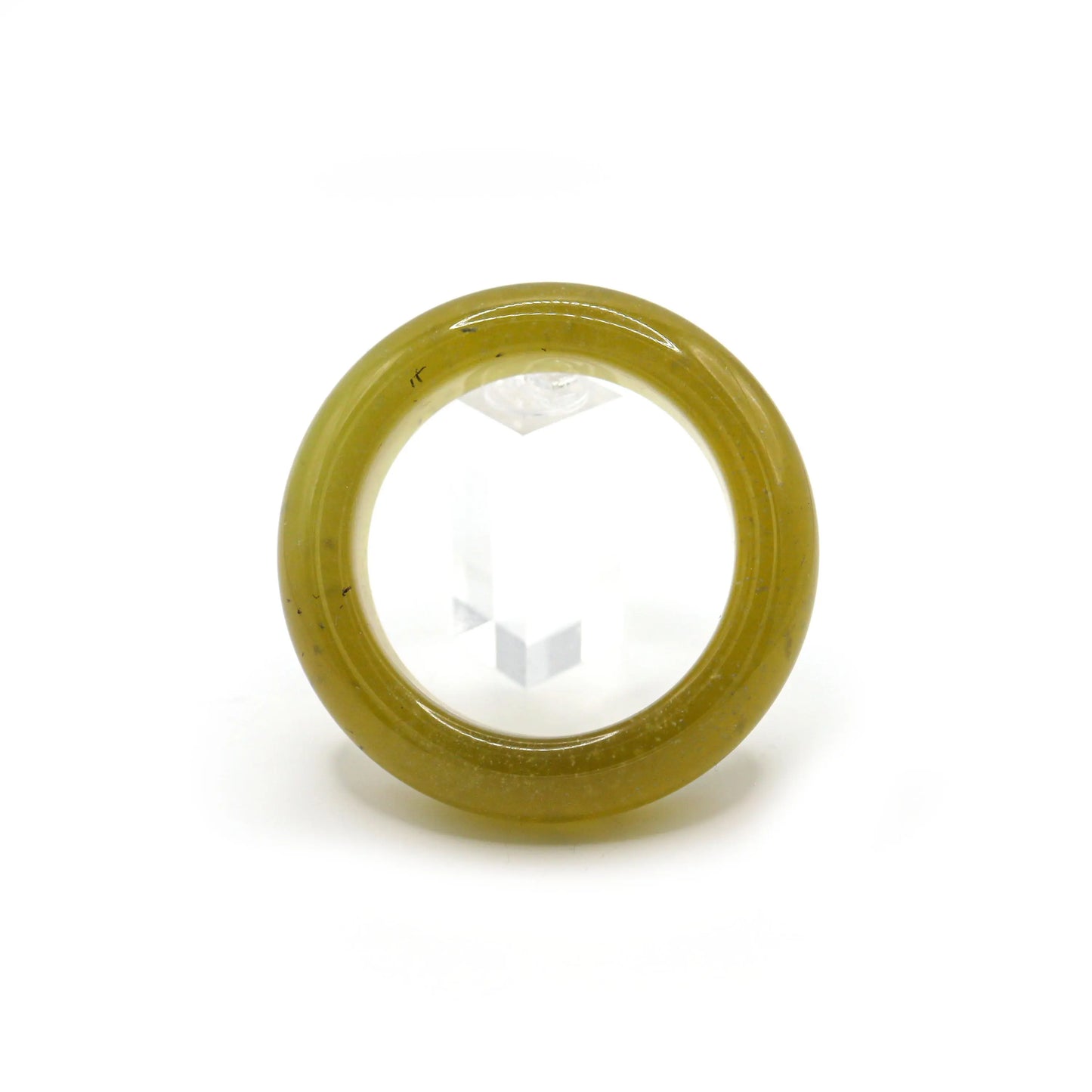 Radiant yellow jade bracelet featuring suspended micro-bubbles and high polish for a summery, luminous look. Miruzi