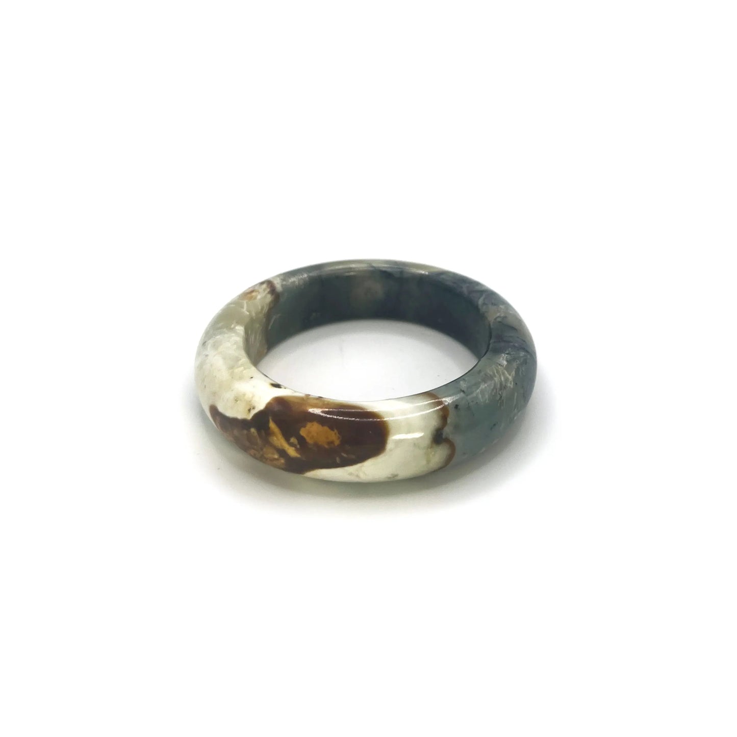 Ocean bracelet for women made from serpentine stone, featuring deep blue, black, and white hues inspired by ocean waves and natural coastal textures. - Miruzi