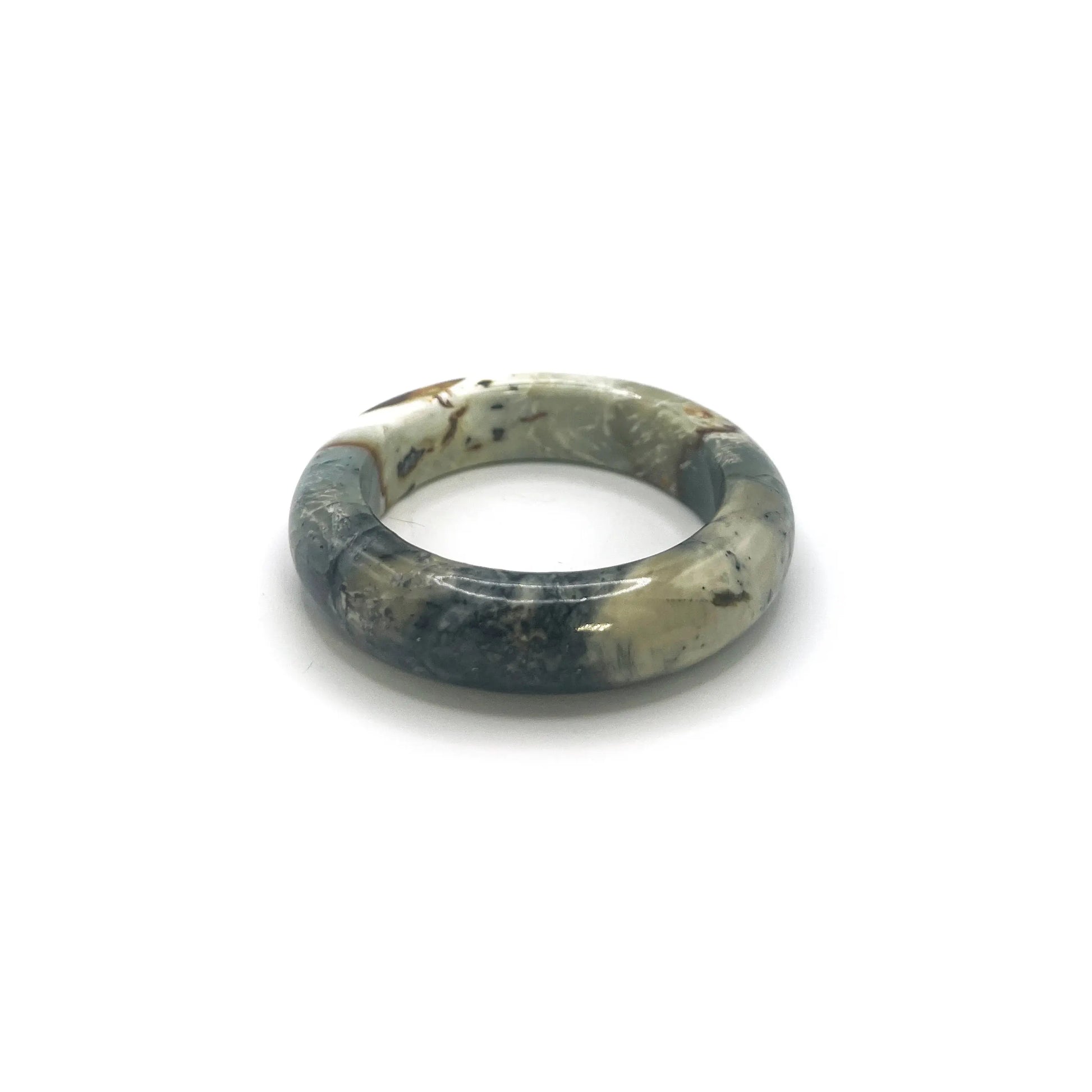Ocean bracelet for women made from serpentine stone, featuring deep blue, black, and white hues inspired by ocean waves and natural coastal textures. - Miruzi